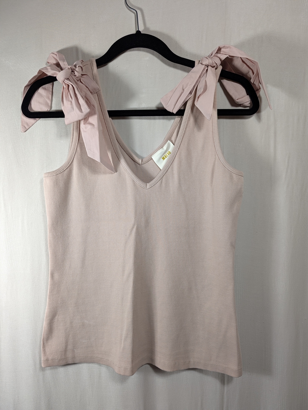 NWT Maeve Tie-Shoulder V-Neck Tank Top Light Pink